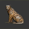Detailed Sitting Leopard Sculpture With Orange Fur And Black Spots On Decorative Base
