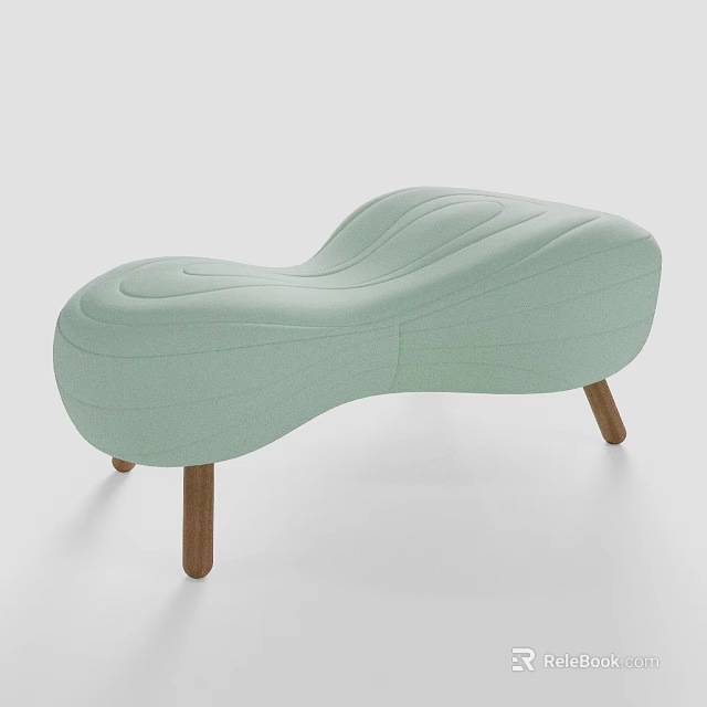 Light Green Lazy Sofa with Wavy Shape and Wooden Legs for Home Comfort 3d model 