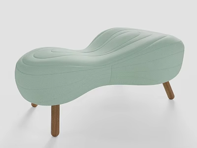 Light Green Lazy Sofa with Wavy Shape and Wooden Legs for Home Comfort 3d model