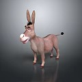 Cartoon Character Donkey With Big Ears Open Mouth Standing On Gray Background