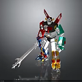 Colorful Robot Action Figure With Red White Green Parts And Skull Design Spear Weapon