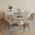 Elegant Modern Kitchen Interior With Marble Island Round Table And Chairs 3d model
