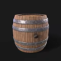 Sturdy Wooden Barrel With Wooden Slats Metal Hoops And Handle For Daily Use