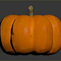 Fresh Orange Pumpkin with Shiny Smooth Surface on Dark Reflective Background