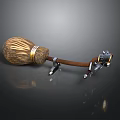 Handmade Decorative Broom With Woven Head Wooden Handle And Metal Brackets