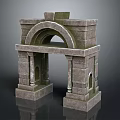 Classic Stone Entrance Gate With Arch Structure And Textured Columns Design Details