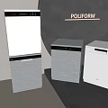 Modern Poliform Kitchen Appliances Featuring White and Black Design 3d model