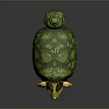 Game and Movie Character Green Leaf Covered Horned Creature With Tree Like Structure On Back