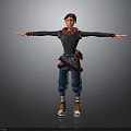 3D Child Character With Arms Outstretched Gray Hoodie Jeans And Tool Belt
