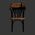 Unique Modern Chair Design With Wooden Striped Backrest And Black Frame Armrests