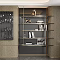 Modern Storage Shelf Unit With Marble Surface Metal Frame And Decorative Books 3d model