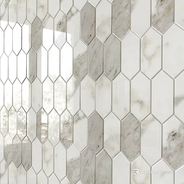 Hexagonal Marble Tiles For Modern Wall Surface With Elegant Texture Design 3d model