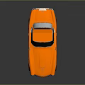 Orange Vintage Sports Car With Convertible Top Sleek Body Black Wheels And Shiny Reflection