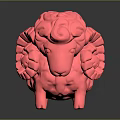 Pink Sheep Sculpture With Spiral Horns And Rounded Modern Design Decorative Figurine