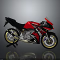 Yamaha Red And Black Sport Motorcycle With White Accents Black Seat Yellow Rimmed Wheels Streamlined