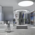 Modern Sleek Clothing Store Interior Design With Metallic Finish Fashion Racks And Artistic Mannequins