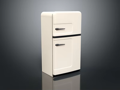 Vintage Style White Refrigerator Freezer With Drawer Design And Sleek Exterior 3d model