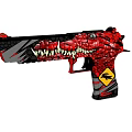 Custom Designed Gun With Red Crocodile Head Pattern Black Red Color And Yellow Logo