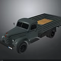 Teal Vintage Truck With Flatbed Wooden Planks And Round Headlights Design