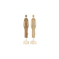 Three Handmade Natural Wooden Dolls Featuring Rope Necklace and Crafted Ear Details