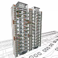 Modern High Rise Residential Buildings With Balconies Greenery Near Road And Circular Landscape