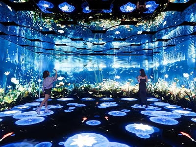 Tech Exhibition Hall With Immersive Interactive Digital Light Projection And Lotus Pond Experience 3d model