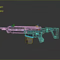 Modern Tactical Assault Rifle With Blue Accents And Futuristic Design Features
