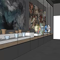 Modern Exhibition Space Interior Design With Glass Display Cases Wall Art And Lighting