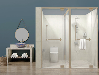 Modern shower room bathroom combination 3d model