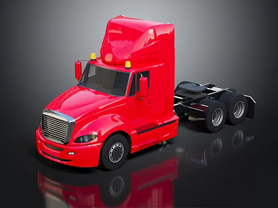Red Semi Truck Cab With Shiny Exterior And Modern Front Design 3d model