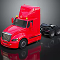 Red Semi Truck Cab With Shiny Exterior And Modern Front Design