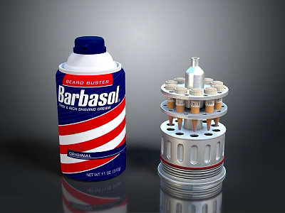 Barbasol Shaving Tool Organizer Device With Multiple Blade Holders And Cream 3d model