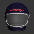Dark Blue Racing Helmet with Red 300 Lettering Transparent Visor and White Accents