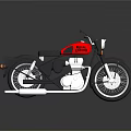 Royal Enfield Red Vintage Motorcycle With Black Seat And Spoked Wheels