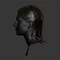 Detailed 3D Head Model With Brown Hair And Visible Facial Organs