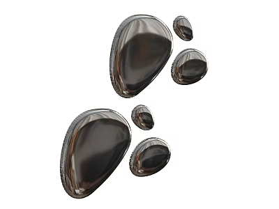 Shiny Metallic Decorative Hangings with Irregular Droplet Shapes and Glossy Surface 3d model