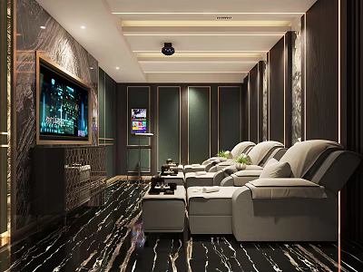 Luxury SPA Sauna Room with Comfortable Recliner Chairs TV Screen and Marble Flooring 3d model