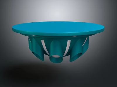 Biologically Inspired Blue Circular Device With Leaf Like Suspended Structure On Gray Background 3d model