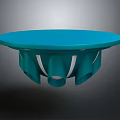 Biologically Inspired Blue Circular Device With Leaf Like Suspended Structure On Gray Background