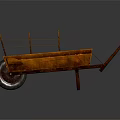 Traditional Wooden Hand Cart With Metal Frame And Large Wheel Design