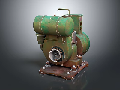 Vintage Green Industrial Machine With Two Cylindrical Tanks And Rusted Metal Base 3d model
