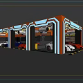 Car Dealership Car Detailing Workshop With Multiple Bays And Parked Colorful Cars