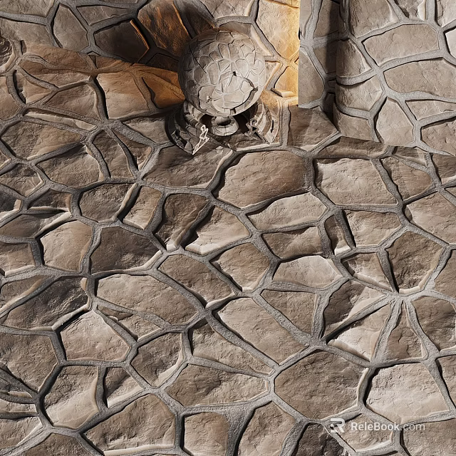 Natural Stone Floor Tiles With Irregular Pattern And Textured Surface Design 3d model 