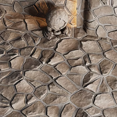 Natural Stone Floor Tiles With Irregular Pattern And Textured Surface Design 3d model