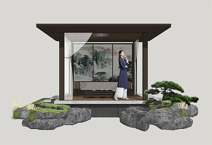 New Chinese Style Gazebo Courtyard Gazebo 3d model