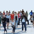 Diverse Group of People with Various Outfits Standing and Interacting in Open Space