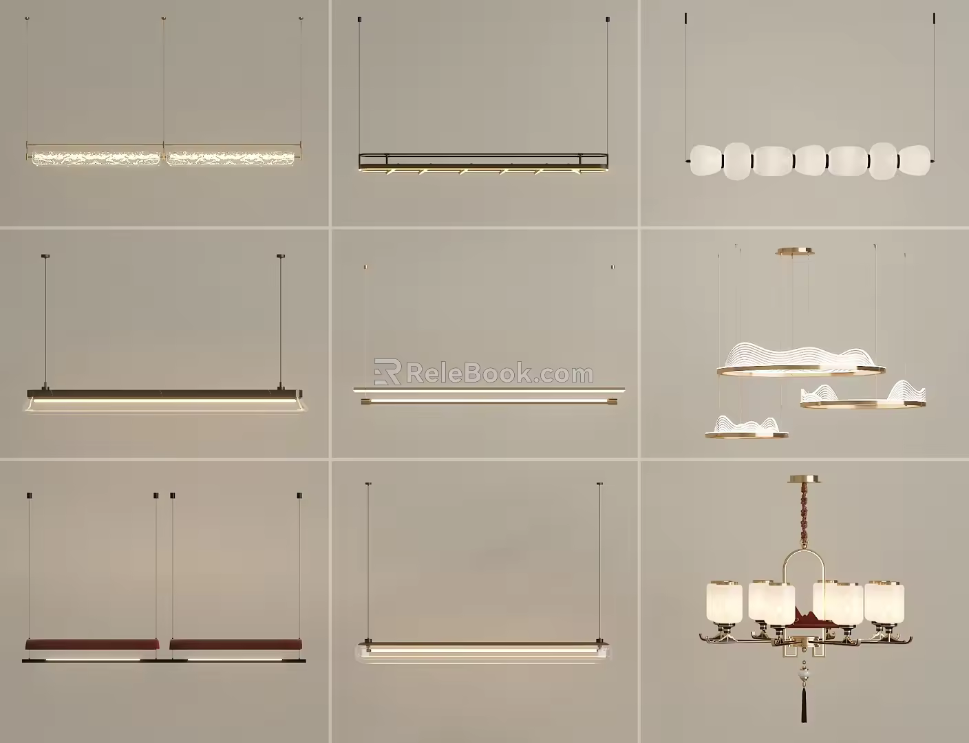 New Chinese Chandelier Combination 3d model