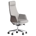 Modern Light Gray Office Chair With High Backrest Armrests And Wheeled Base