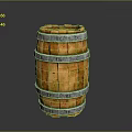 Rustic Wooden Barrel With Metal Hoops And Natural Wood Grain Texture
