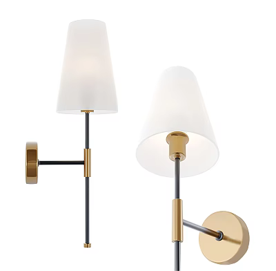 Modern Wall Lamps With Brass Finish And White Shade For Home Lighting Decor 3d model